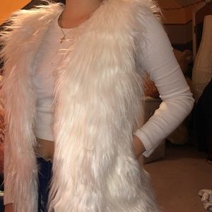 White Faux Fur vest